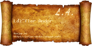 Löfler Andor névjegykártya